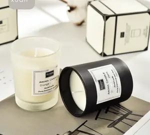 50G 70G Luxe Aromatherapie Kaars In Bulk Private Label Soja Wax Geurkaarsen In Zwart Wit Vorst Glas pot Met Gifted Box