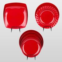 Assiettes en mélamine rouge anti-abrasion, vaisselle empilable pour buffet d'hôtel, présentation de fruits et desserts