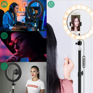 Morsetto Selfie anello luce con porta cellulare per il trucco Live streaming Online <span class=keywords><strong>Video</strong></span> conferenza dimmerabile lampada a cerchio a Led - Product Image 3
