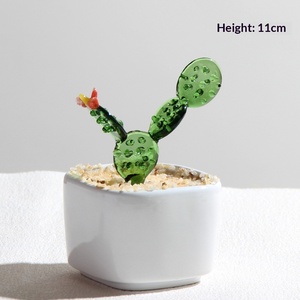 Adorno de cristal, simulación de cactus suculento en maceta, mini flor artesanal de cristal para oficina, venta al por mayor - Product Image 6