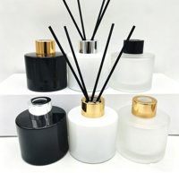 Bouteille en verre ronde pour diffuseur à bâtonnets, personnalisée, 50 ml, 100 ml, noir mat, blanc, colorée, avec bouchon à vis, sérigraphie, emballage carton