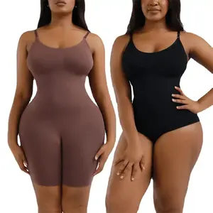 Korset wanita satu potong, pakaian pembentuk tubuh tanpa kelim ukuran besar poliester spandeks, Bodysuit Thong kontrol perut Shapewear untuk perempuan