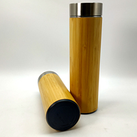 Botol Air Bambu Berinsulasi Dinding Ganda Ramah Lingkungan Alami Dengan Infuser Teh Stainless Steel