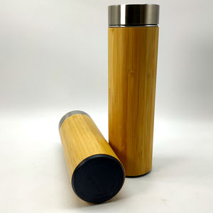 Натуральная Экологически чистая бамбуковая бутылка для воды с двойными стенками и ситечком из нержавеющей стали - Product Image 5