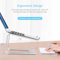 Support ergonomique pour ordinateur portable en aluminium, support d'ordinateur portable compatible, support de rehaussement détachable pour ordinateur portable, support pour MacBook 10-15.6 pouces