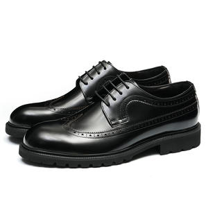 Chaussures en cuir pour hommes, de luxe, de haute qualité, à trois empiècements, fabriquées à la main, à lacets, Goodyear, style business décontracté, Oxfords formels gravés - Product Image 1