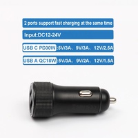 Chargeur de voiture USB HNT 48W, adaptateur USB QC3.0, alimentation rapide, chargeur de téléphone Type-C à 2 ports, compatible avec prise universelle