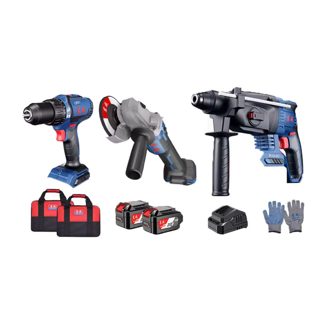 Set 5 Rechargeable Lithium Brushless Electric Power Tools Angle Grinder Cordless Wrench Bit Customizable OEM Toolbox Kits