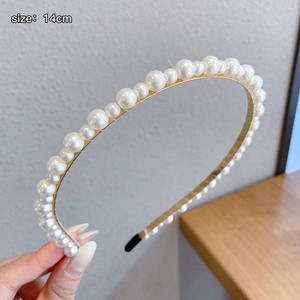 OEM Faux Artificial Pearl Elastic Lady Hair Bands Tocado Chica <span class=keywords><strong>Maquillaje</strong></span> Diadema Flor Perla Diadema Para Mujeres - Product Image 3