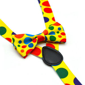 Venta caliente 3 Clips Colorful Dots Yellow Elastic Suspender and Bow Tie Set para niños - Product Image 3