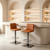 Tabouret de bar pivotant moderne en similicuir, réglable avec vérin à gaz, pour îlot de cuisine, comptoir de petit-déjeuner, bistrot