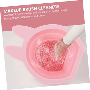 Cute Rabbit Shape Makeup Brush Cleaner Mat, High Quality Eco-Friendly Foldable <b>Silicone</b> Washing Pad <b>Tool</b> for Cosmetic Brushes - Product Image 4