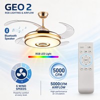 Ventilador de Techo LED Redondo de Hierro Plateado con Luces Colgantes, Motor DC Remoto, 4 Aspas y 6 Velocidades, Venta al por Mayor de Fábrica para Restaurantes