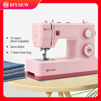 Machine à coudre domestique robuste MYSEW, moteur servo 100W, 800 tr/min, haute vitesse, pour denim 12 couches, avec 23 motifs intégrés