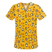Blouse unisexe pour hôpital dentaire, hauts de travail imprimés de dessins animés mignons, tenues décontractées à manches courtes pour infirmières et toilettage d'animaux