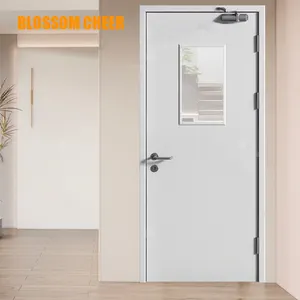 Wholesale Standard Certified 30/60/90 Minute Fire Rate Interior Steel Glass Fireproof Single Door For Internal Hotel Apartment