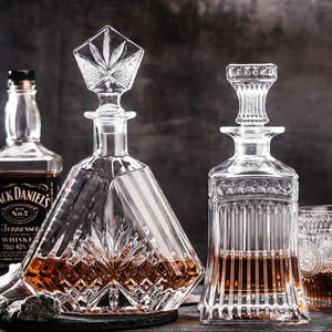 Square 700ml Crystal Glass <strong>Wine</strong> Bottle Whiskey <strong>Decanter</strong> <strong>with</strong> Glass <strong>Stopper</strong> - Product Image 1