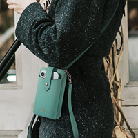 Femmes sac à main en cuir téléphone portable étui portefeuille étui pour iPhone 16 petite bandoulière épaule téléphone sac pochette sac à main pochette