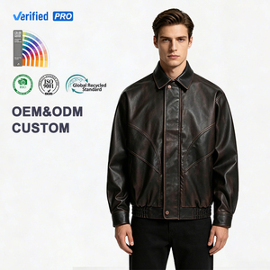 Giacca da uomo in <span class=keywords><strong>pelle</strong></span> PU effetto invecchiato, stile biker, di alta qualità, taglie forti, bestseller - Product Image 1