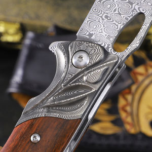 سكين جيب من فولاذ الدمشقي مسحوق سويدي سكين قابل للطي من فولاذ الدمشقي مع علبة من خشب الصندل الأرجواني وجراب من الجلد - Product Image 5