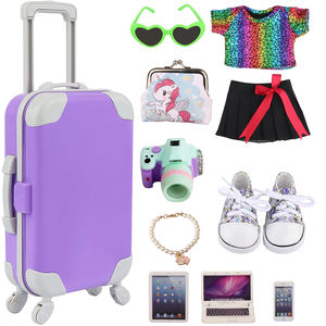 Ensemble de voyage pour poupée américaine de 18 pouces, <span class=keywords><strong>valise</strong></span> en PVC avec vêtements de poupée, accessoires, appareil photo, coussin de voyage - pour filles - Product Image 3