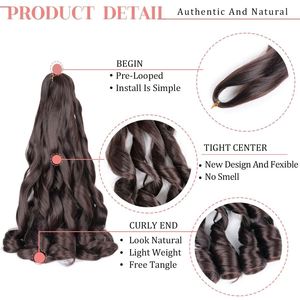 Cabello Sintético para Trenzas de 24 Pulgadas, Ondulado Suelto, Ondulado Corporal, Rizado Francés, Pre-estirado, 150g, Yaki Rizado, para Crochet, para Mujer - Product Image 2