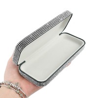 Étui de rangement pour lunettes et lunettes de soleil en ABS orné de diamants, type boîte, portable, pour intérieur de voiture