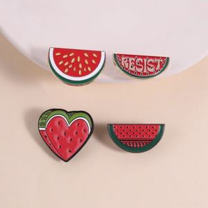 En gros, épingles en métal style dessin animé, broches et badges créatifs et uniques en forme de pastèque, mignons, pour vêtements - Product Image 3