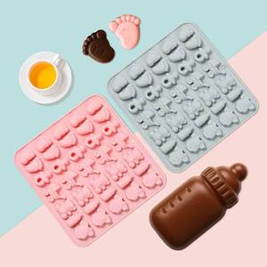 Molde de Silicona para Dulces MUYULINS de Fábrica, 35 Cavidades, Serie Bebé, Forma de Carrito y Oso, Antiadherente, Libre de BPA, Platino, Certificado LFGB - Product Image 1
