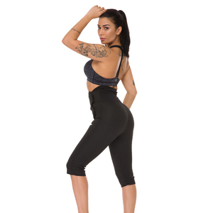 Pantalones de Yoga de Sauna para mujer, pantalones Capris de Control de grasa, Legging con cinturón de entrenamiento de cintura - Product Image 4