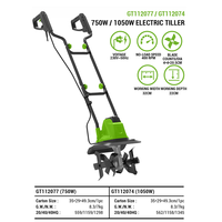 Pour 750W Mini motoculteur électrique 320mm largeur de labourage cultivateur de sol pour jardins d'arrière-cour et petite ferme labourage