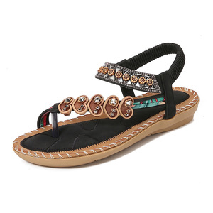 Sandalias Planas de Estilo Bohemio para Mujer con Pedrería, Suela de TPR, Transpirables, para Usar en Verano - Product Image 3