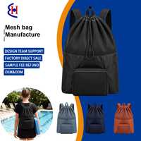 Sac à dos ultra léger à cordon de serrage en polyester et maille, séchage rapide, idéal pour la natation, la plage et les sorties à la piscine