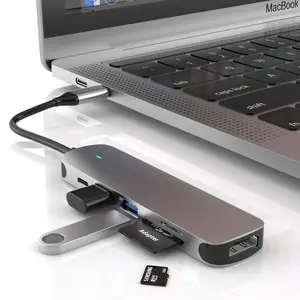Hub USB 6 in 1 USB C Hub Adapter 6 Port Fabrik preis zu HD-MI USB3.0 * 1 USB2.0 * 1 SD TF PD
