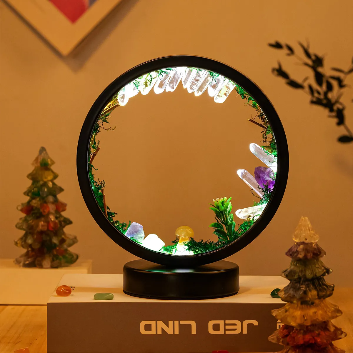 Wholesale hot selling factory new products forest round crystal lamp night light crystal Christmas Children's Gifts