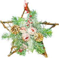 Karangan Bunga Pohon Natal Buatan dengan Buah Merah dan Kerucut Pinus Dekorasi Meriah untuk Halloween dan Tahun Baru