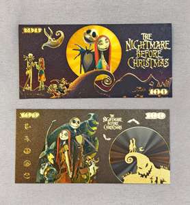Koleksi Uang Kertas Peringatan Bertema The Nightmare Before Christmas dengan Lapisan Emas untuk Hadiah Suvenir - Product Image 6