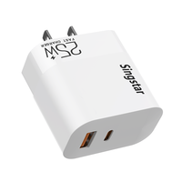Chargeur mural universel pour téléphone portable A+C 25W, bloc de charge portable 5.1A 2.4A, adaptateur secteur pour iPhone 16 17 Pro Max