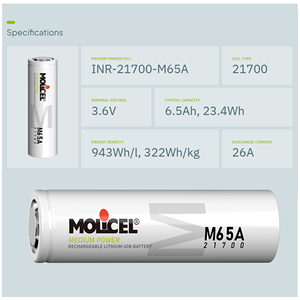 Calh 65A INR-21700-M65A แบตเตอรี่ใหม่6500มิลลิเซล3.6โวลต์65A 21700 M65A สำหรับโดรนแบตเตอรี่แพ็คเครื่องมือไฟฟ้า <span class=keywords><strong>EV</strong></span> ไฮเปอร์คาร์ - Product Image 2