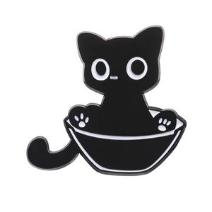 Kartun untuk botol kucing hitam anak kucing gaya Punk kerah logam lencana gelap hewan Enamel Pin untuk pakaian ransel perhiasan - Product Image 6
