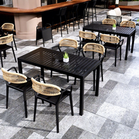 Ensemble table et chaises en bambou pour extérieur, mobilier de café, patio, bistrot, pour cour, terrasse, espaces de sièges sur le toit