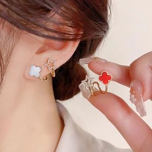 Pendientes Xinfly de Oro Real de 18K con Diamantes Naturales, Diseño de Trébol de Cuatro Hojas, Venta al Por Mayor - Product Image 1