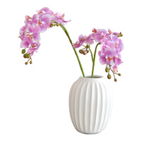 Bunga Phalaenopsis Buatan 3 Cabang 12 Bunga Berlapis PVC Kain Sutra Dekorasi Rumah Dekorasi Pernikahan Rangkaian Jalan Masuk; 3D