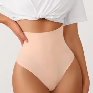 Shaped high and tight waist thong underwear for women's waist slimming pants with ice silk sexy shaping pants
