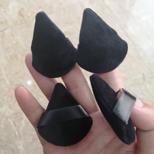 Zonyin - Paquete de 3 Esponjas de Maquillaje Triangulares de Terciopelo <span class=keywords><strong>Negro</strong></span>, con Logotipo Personalizado, Suaves, Mini y Grandes, para Polvo Facial - Product Image 2