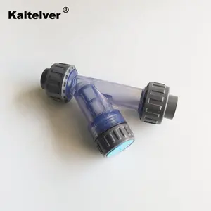 Válvula de tubo UPVC transparente, colador de tipo Y para filtrar las impurezas en tuberías, 1/2 "- 4"