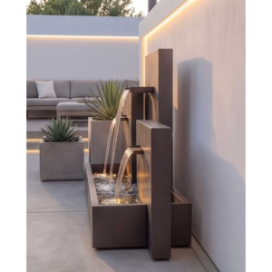 Cascada de Tres Niveles de Acero Inoxidable 316L de 150 cm con Iluminación LED para Jardines Exteriores, Hoteles y Decoración de Villas - Product Image 2