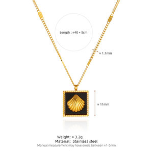 Summer Hawaiian Black <b>Chocolate</b> <b>Shell</b> Custom 316L Stainless Steel 14k 18k Gold Plated Pendant Necklace for Women wholesale - Product Image 6