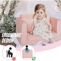 Canapé pour enfants doux et ludique, rose, en peluche Teddy, entièrement en éponge, petit canapé amovible et lavable, fille, princesse mignonne, petit fauteuil pour bébé