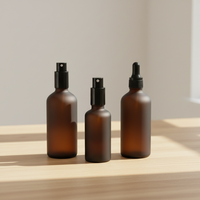 Flacons d'huile essentielle en verre ambré givré 10 ml-100 ml (50 ml/30 ml) avec pulvérisateur à pompe Diffuseur prêt à l'emploi Sérigraphie